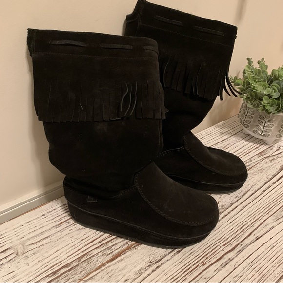 Fitflop Shoes Fitflop Black Fringe Winter Boots Poshmark